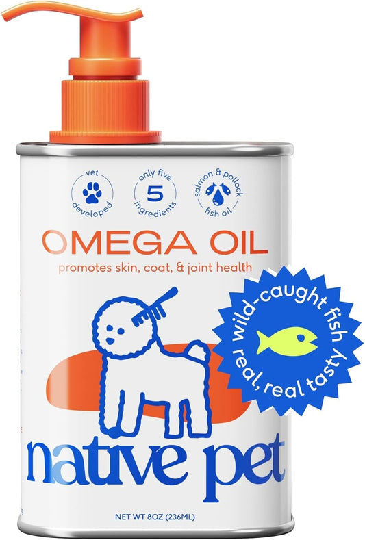 Omega 3 Fish Oil for Dogs - Made with Wild Alaskan Salmon Oil for Dogs with Omega 3 EPA DHA - Supports Itchy Skin + Mobility - Liquid Pump Is Easy to Serve - a Fish Oil Dogs Love! (8 Oz)