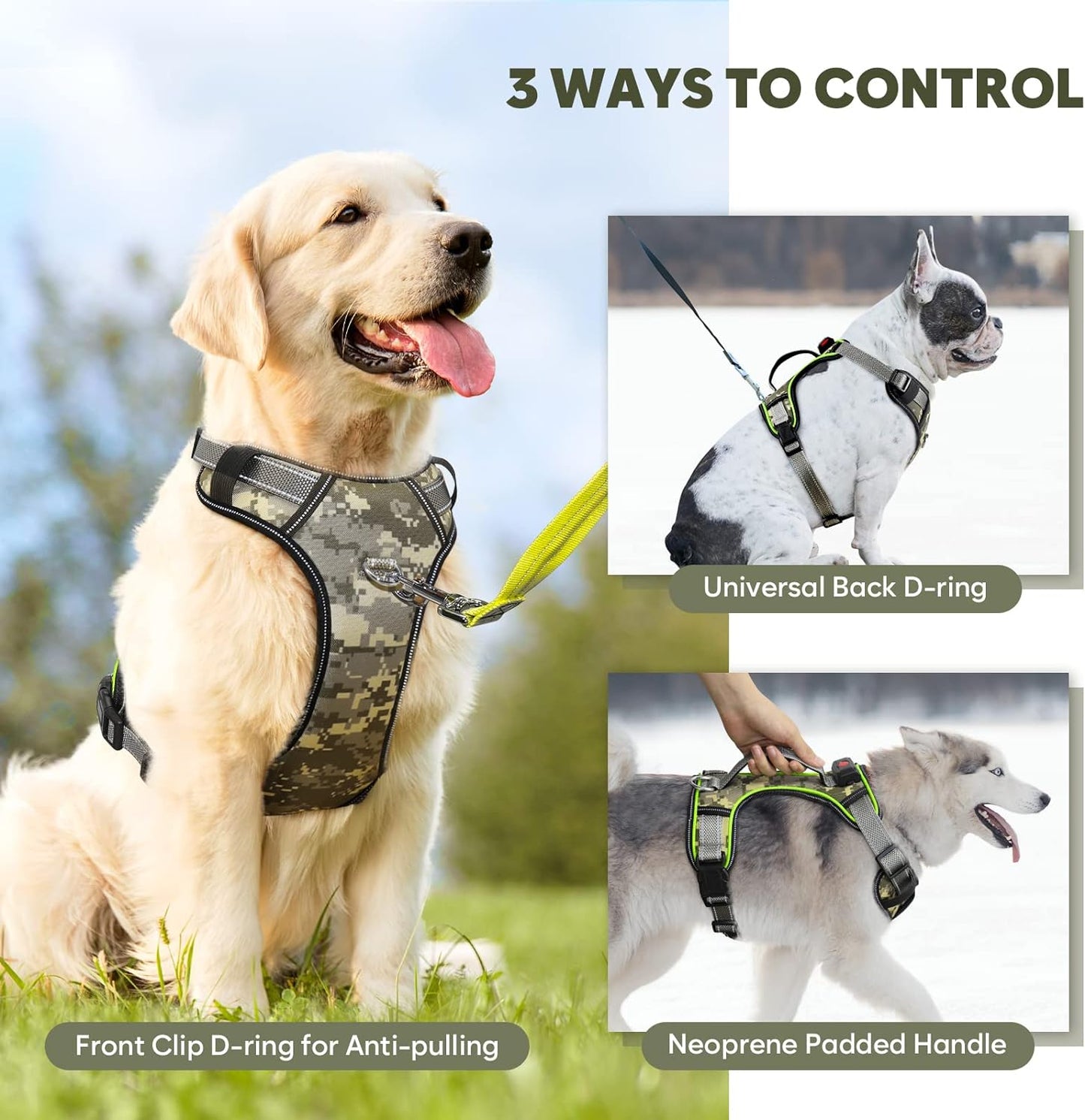 Light up Dog Harness No Pull LED Dog Harness with Soft Handle Rechargeable Lighted Dog Harness for Medium Dogs(Reflective,Adjustable,Lightweight)