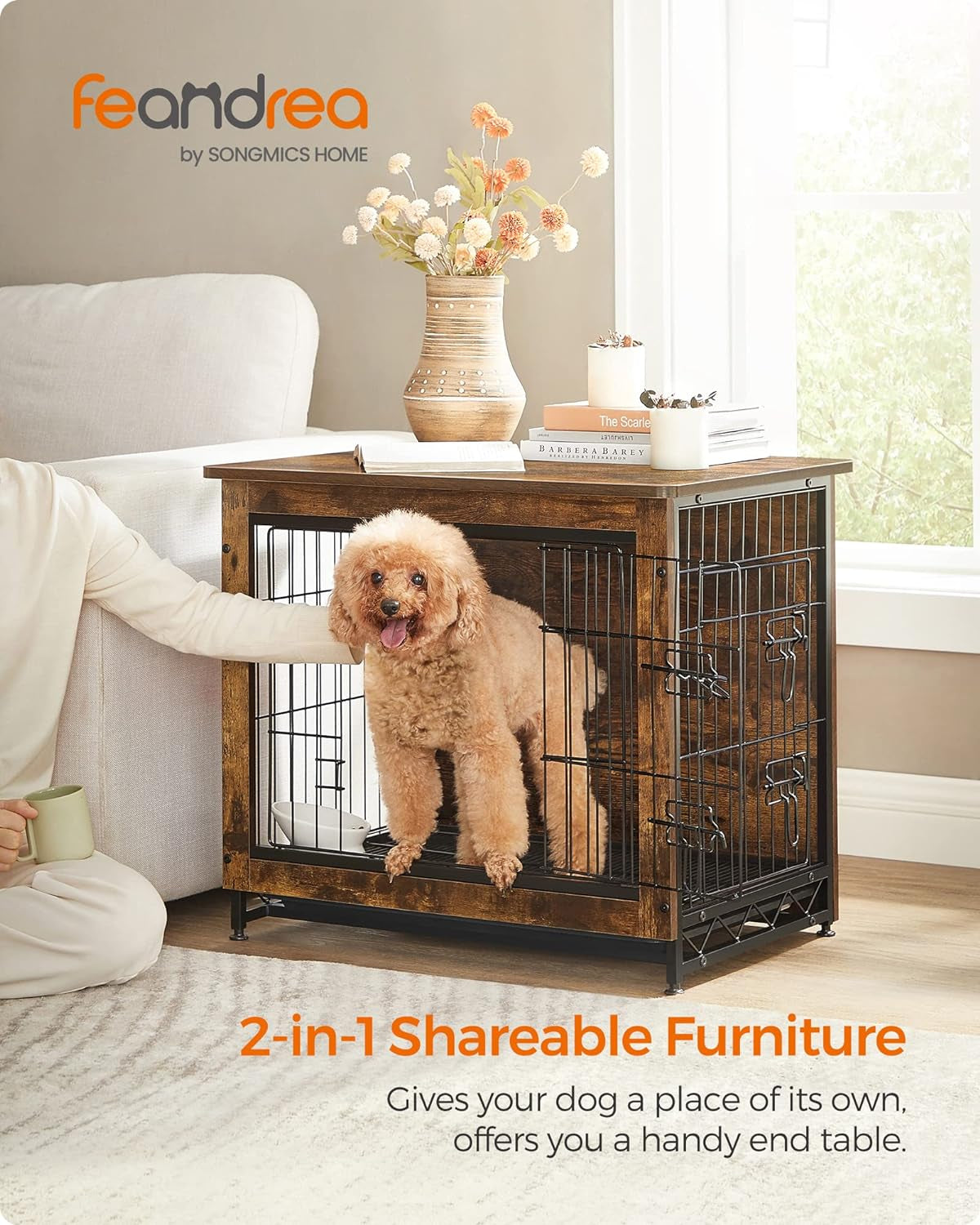 Dog Crate Furniture, Side End Table, Modern Kennel for Dogs Indoor up to 30 Lbs