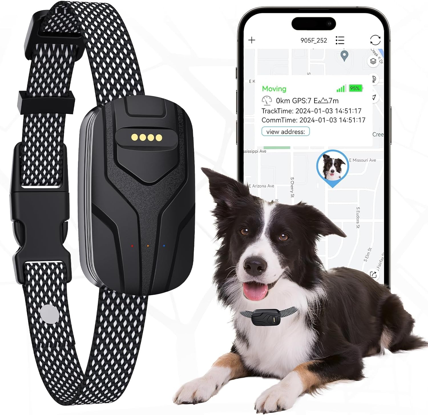 GPS Tracker & Health Monitoring for Dogs, Wireless Fence 2-in-1 Pet Tracking Smart Collar, Unlimited Range, Works With Smartphone