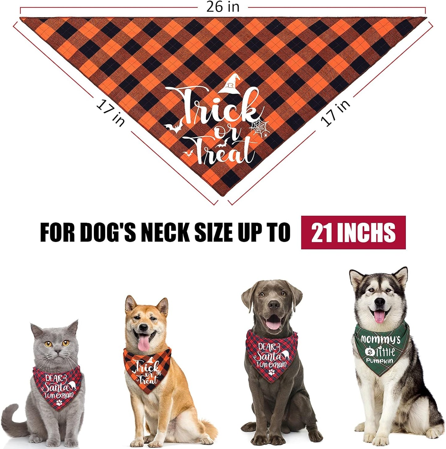 3 Pack Holiday Dog Bandanas-Christmas, Thanksgiving, and Halloween