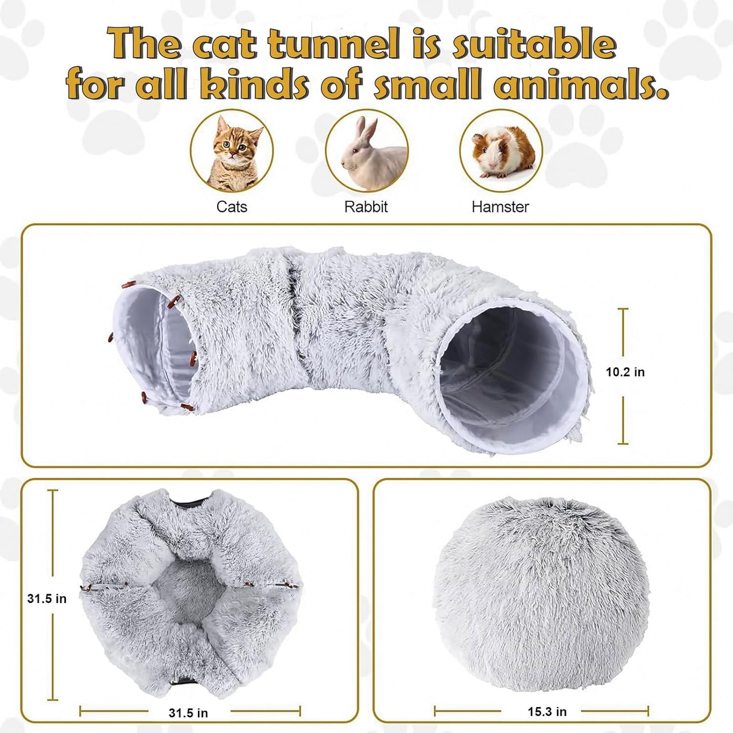 Cat Tunnel Bed, Cat Tunnels Cat Toys for Indoor Cats, Cat Donut Tunnel, Multifunctional Cat Cave for Small Medium Large Cat, Puppy, Rabbit, Ferret.