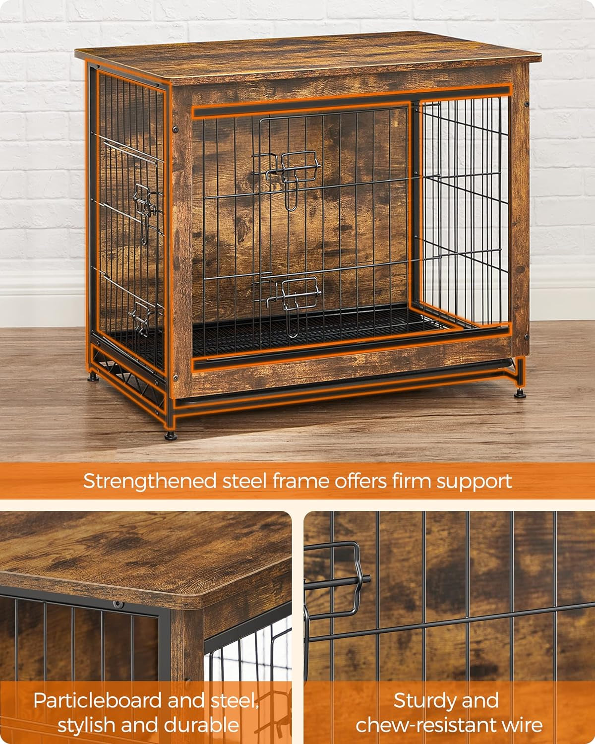 Dog Crate Furniture, Side End Table, Modern Kennel for Dogs Indoor up to 30 Lbs