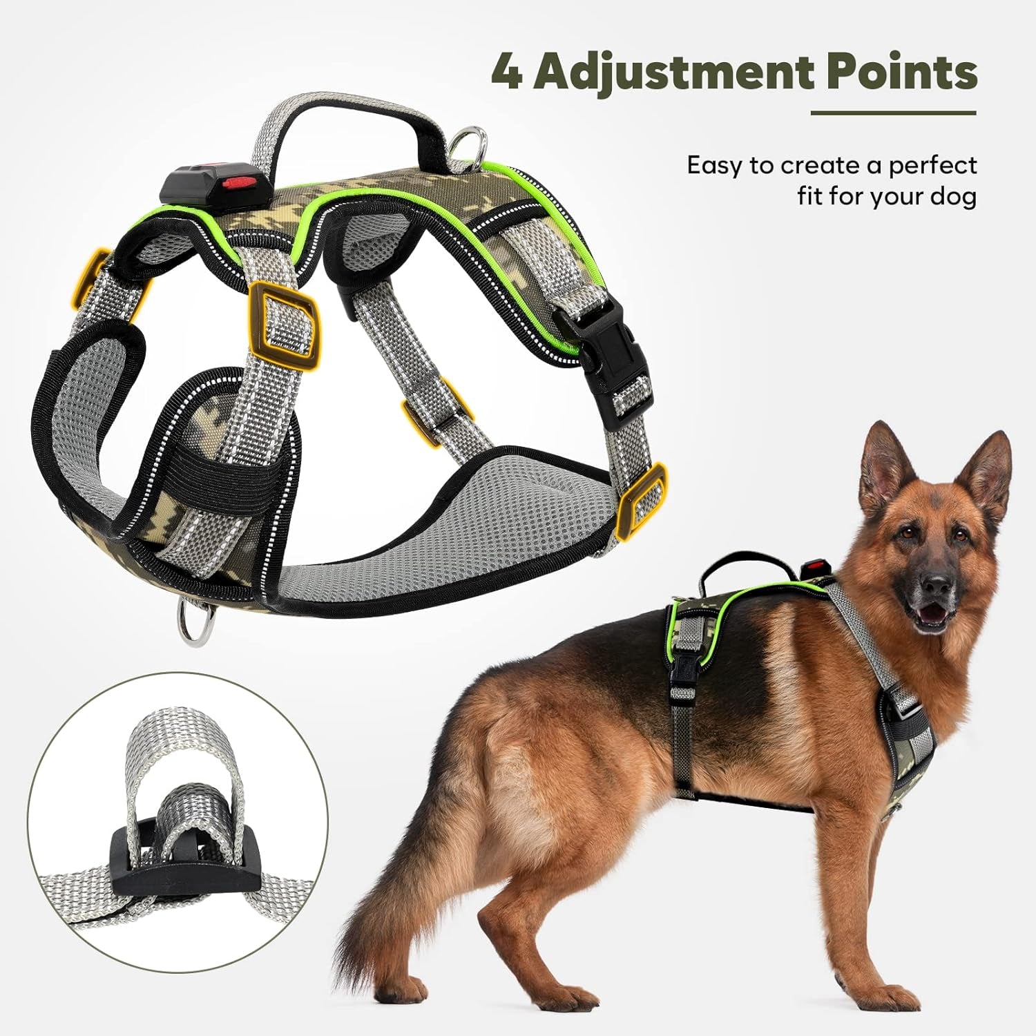 Light up Dog Harness No Pull LED Dog Harness with Soft Handle Rechargeable Lighted Dog Harness for Medium Dogs(Reflective,Adjustable,Lightweight)