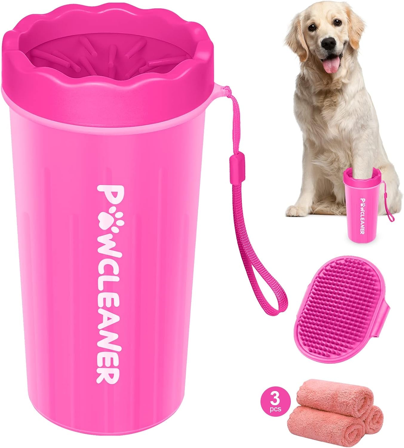 Dog Paw Cleaner, Washer, Buddy Muddy Pet Foot Cleaner for Small Medium Large Breed Dogs/Cats (With 3 Absorbent Towel)