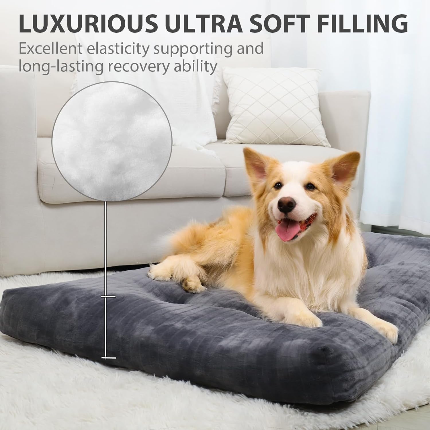 Deluixe Washable Dog Bed, Thick Flannel Kennel Pad Anti-Slip & Anti-Scratch Pet Sleeping Mat