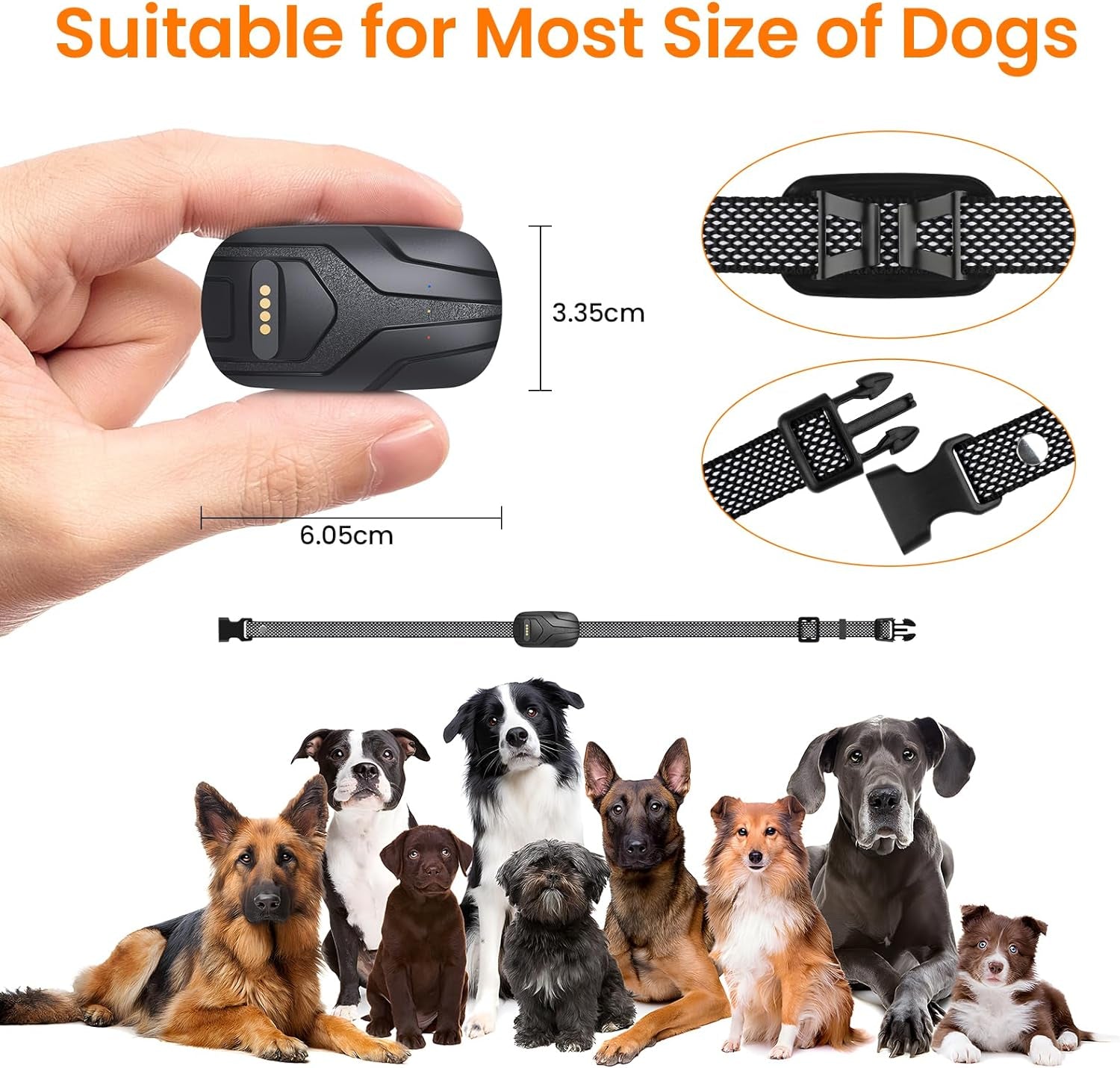 GPS Tracker & Health Monitoring for Dogs, Wireless Fence 2-in-1 Pet Tracking Smart Collar, Unlimited Range, Works With Smartphone