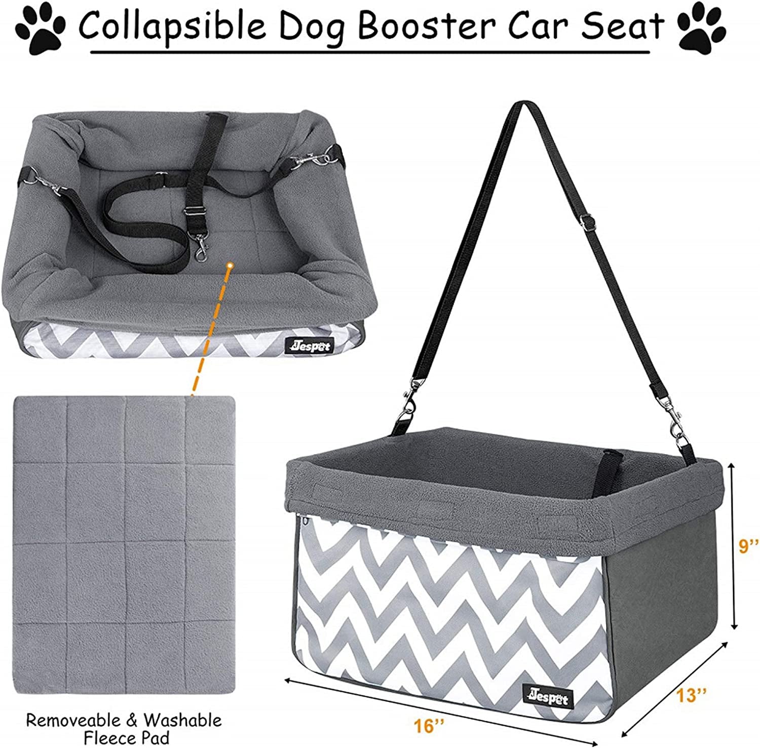 & GOOPAWS Dog Booster Seats for Cars, Portable Dog Car Seat Travel Carrier with Seat Belt for 24Lbs Pets