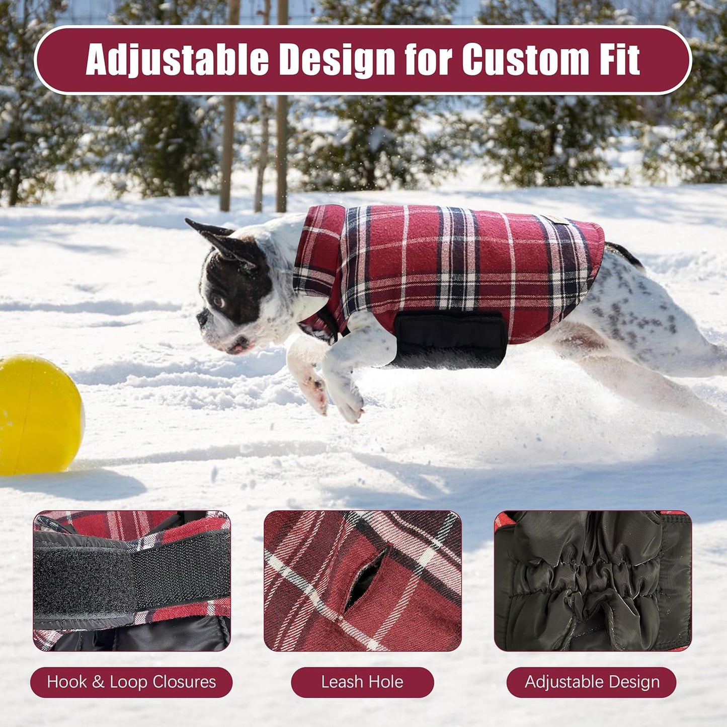 Warm Dog Coat, Reversible Waterproof Winter Dog Jacket Coat - British Style Plaid Dog Clothes Vest