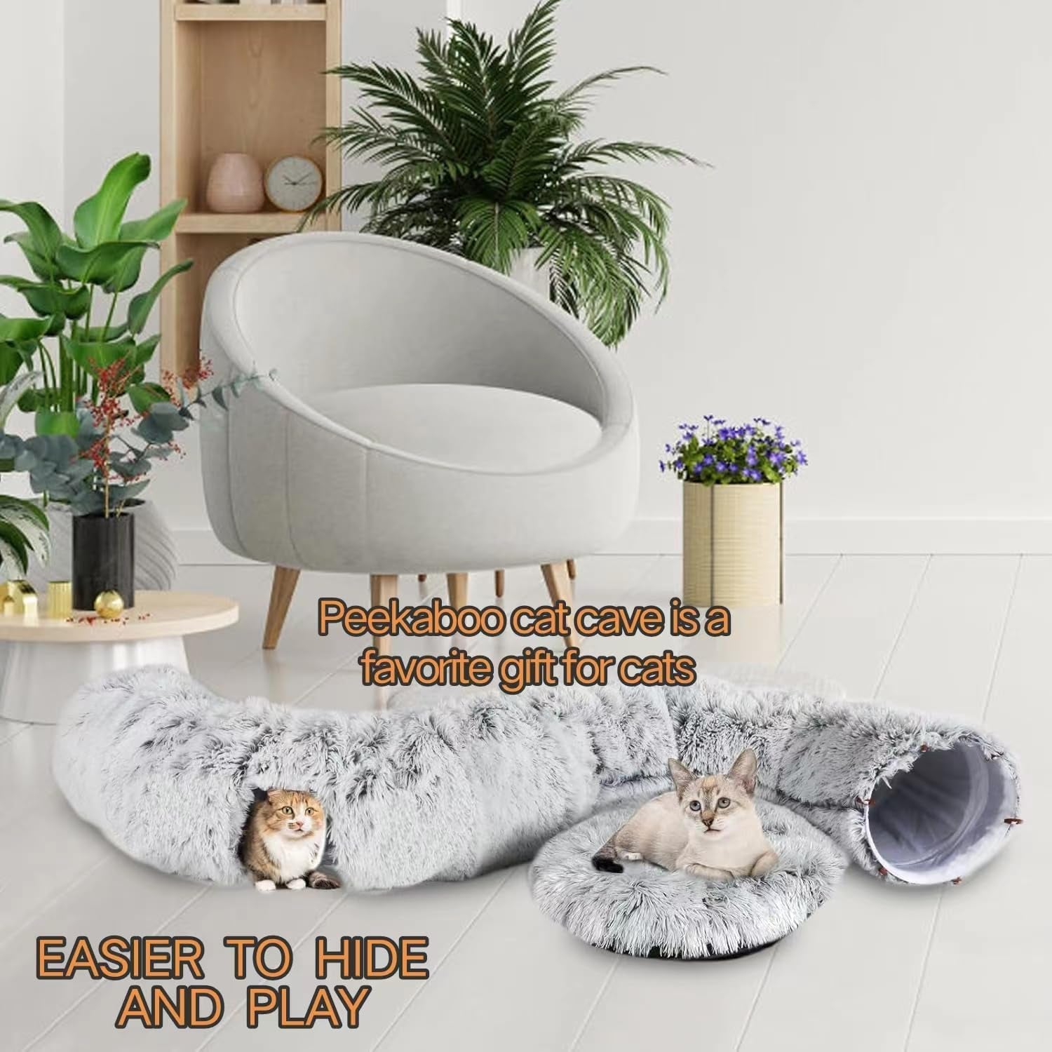 Cat Tunnel Bed, Cat Tunnels Cat Toys for Indoor Cats, Cat Donut Tunnel, Multifunctional Cat Cave for Small Medium Large Cat, Puppy, Rabbit, Ferret.