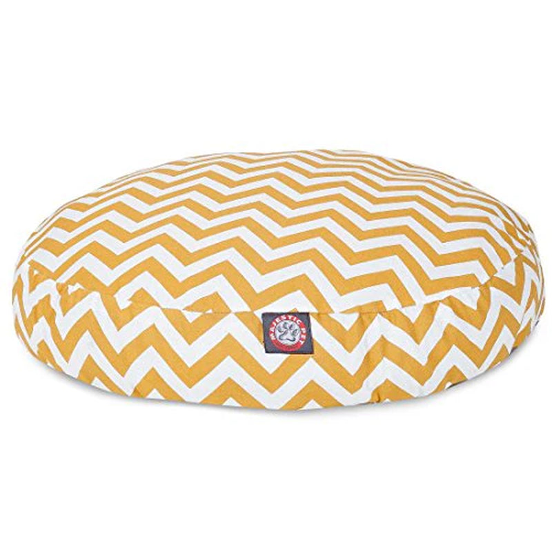 Majesticpet Yellow Zig Zag Large round Pet Bed - Indoor/Outdoor, Uv-Resistant, Waterproof - 42 In.