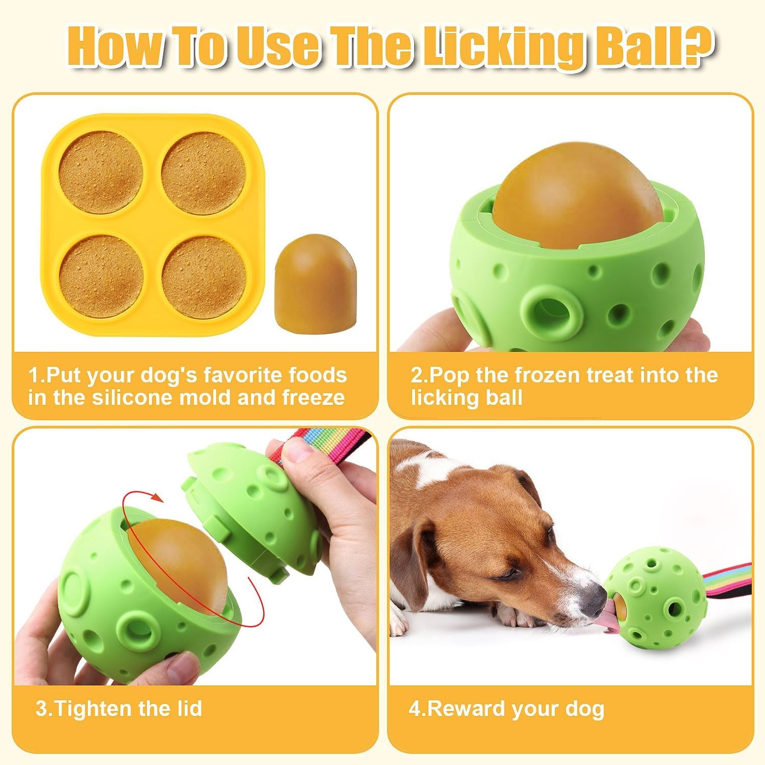 Dog Toys, Frozen Treat Dispensing Dog Toy to Keep Them Busy, Dog Chew Toy for Refillable Homemade Freezable Food Reduces Anxiety, Easy Clean Interactive Dog Puzzle Toy with Silicone Tray Mold (Green)