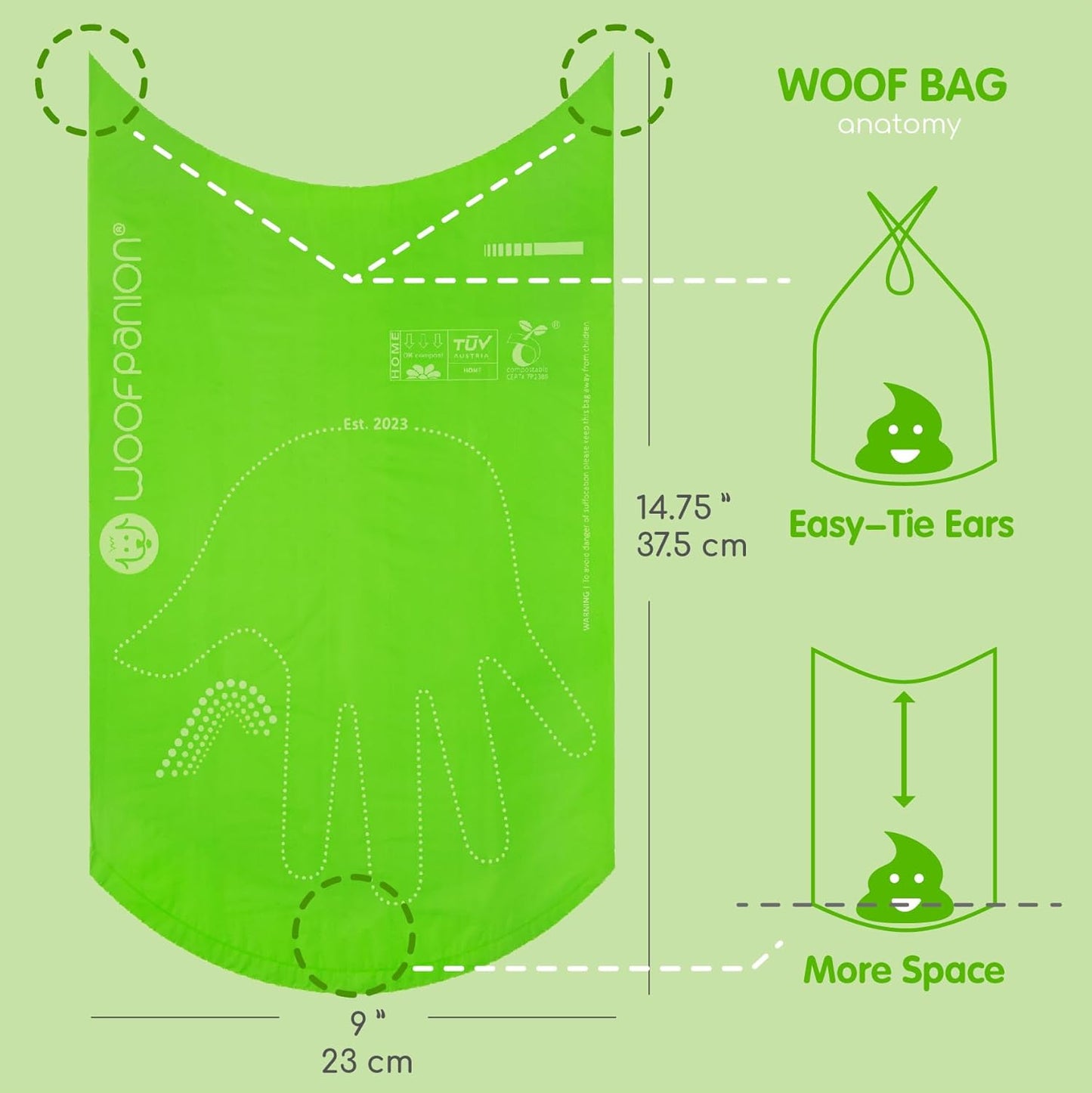 Home Compostable Dog Poop Bags Rolls | 45 Pack | Leakproof, Tear Resistant & Thick Dog Waste Bags Biodegradable | 15 Biodegradable Poop Bags for Dogs per Roll | 3 Eco Friendly Dog Poop Bags Rolls