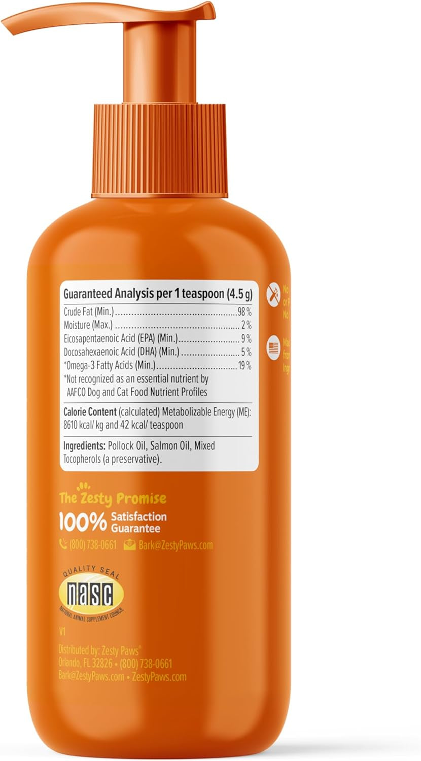 Wild Alaskan Salmon Oil Formula for Dogs & Cats - Omega 3 Skin & Coat Support - Liquid Food Supplement for Pets - Natural EPA + DHA Fatty Acids for Joint Function, Immune & Heart Health