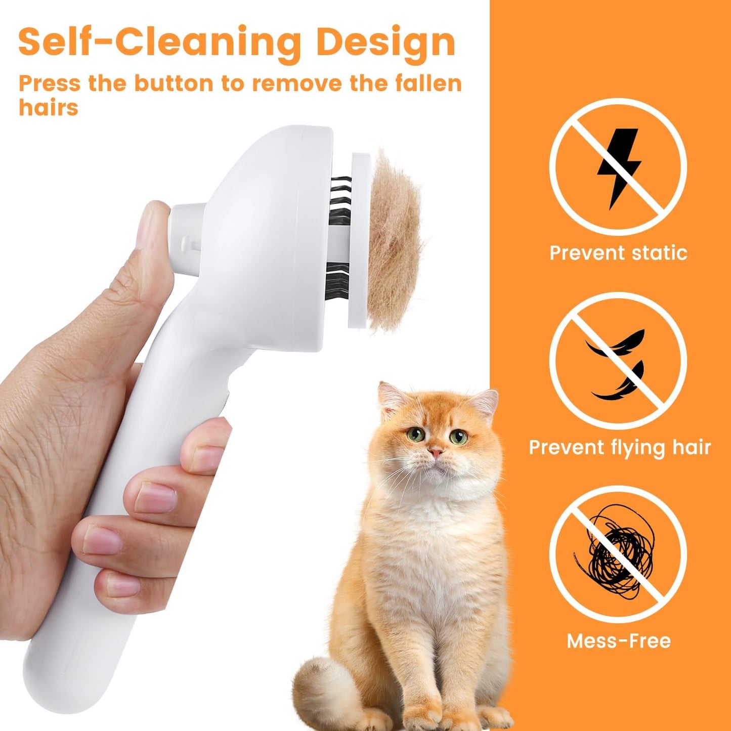 Cat Steam Brush, 3 in 1 Cat Brush for Shedding & Grooming, Water Brush for Cats Dogs, Pet Hair Removal Comb for Long Short Haired Small Animal, Self Cleaning Slicker Brush with Release Button