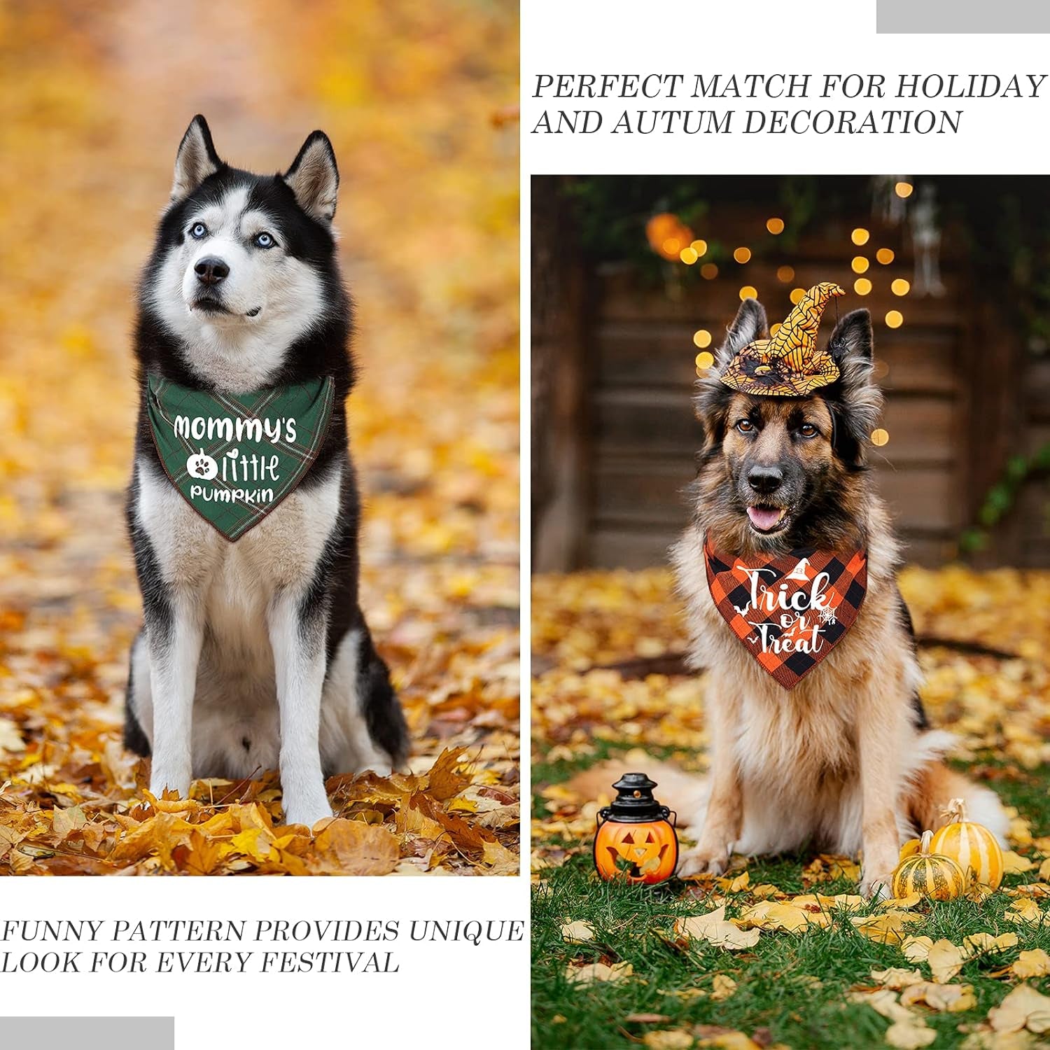 3 Pack Holiday Dog Bandanas-Christmas, Thanksgiving, and Halloween