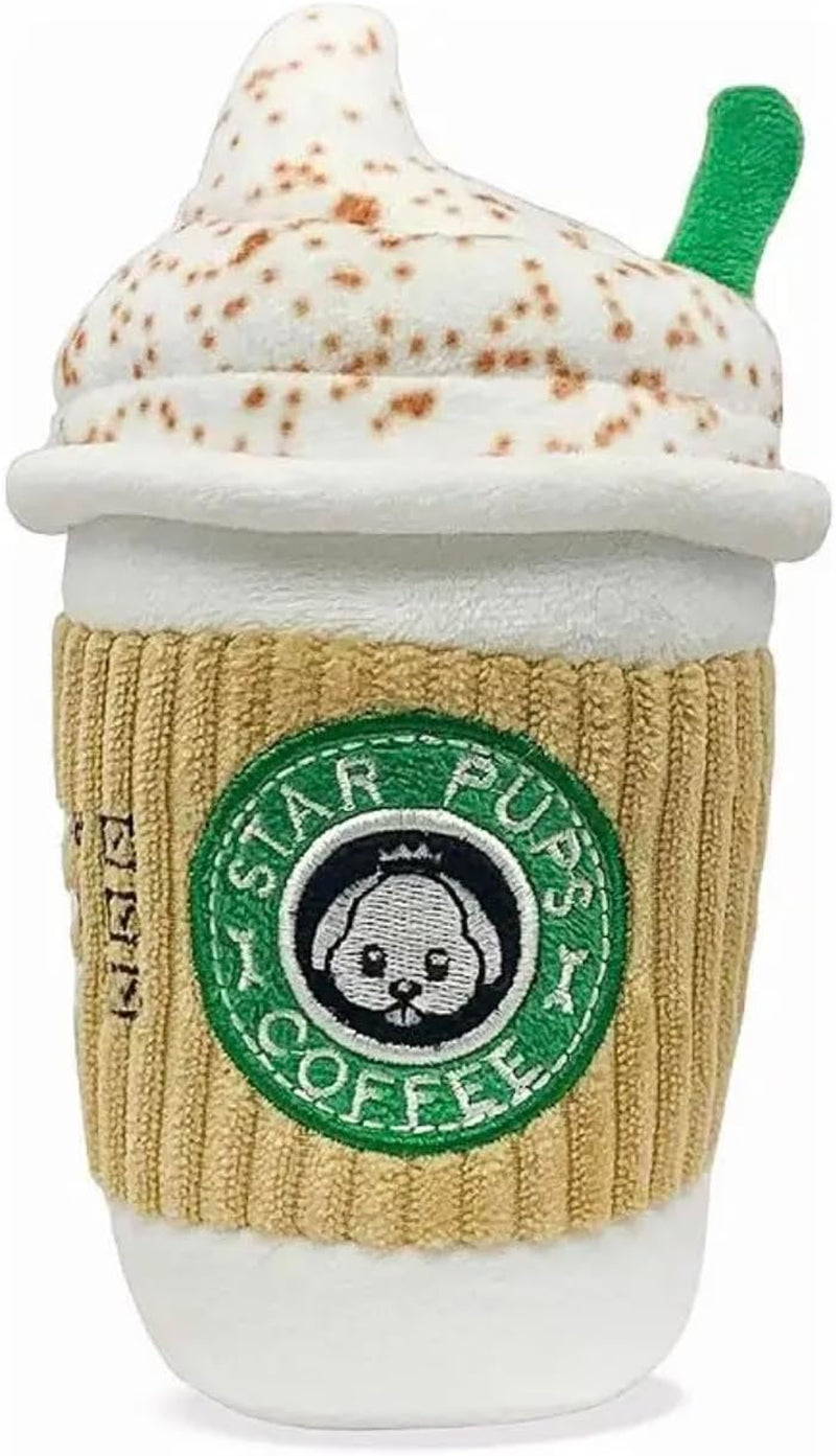 Star Pups Coffee Dog Toy Pup'Kin Spice Latte - Fall Funny Parody Plush Squeaky Holiday Toys for Medium, Small and Large for Dog Birthday - Cool Stuffed for All Breed Sizes