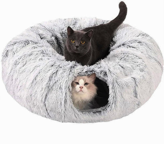 Cat Tunnel Bed, Cat Tunnels Cat Toys for Indoor Cats, Cat Donut Tunnel, Multifunctional Cat Cave for Small Medium Large Cat, Puppy, Rabbit, Ferret.