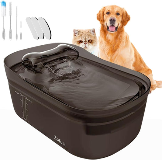 2.3Gal/300Oz/9L Dog Water Fountain Ultra Quiet Large Dog Water Bowl Dispenser Automatic Dog Water Dispenser Electric Cat/Dog Fountain Water Bowl No Spilling with Cleaning Kit/3Filters(Black)