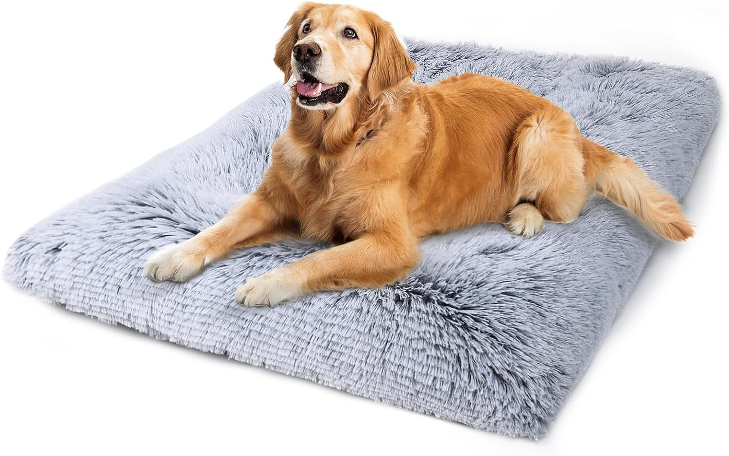 Large Dog Bed Crate Pad 36 Inch, Washable Pet Crate Beds Large Medium Small Sized Dogs, Deluxe Plush Anti-Slip Dog Mats for Sleeping, Fulffy Kennel Pad 35 * 23 Inch Grey