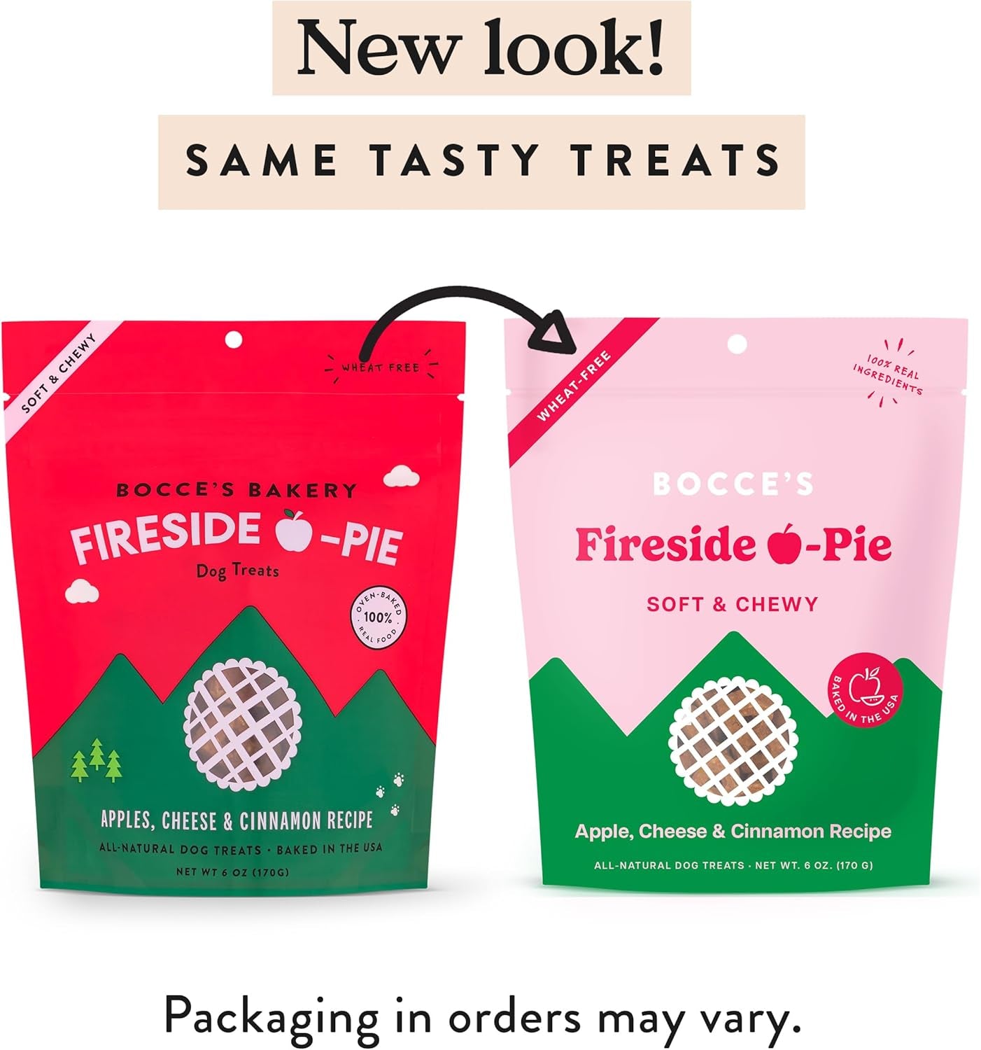 Fireside Apple Pie Treats for Dogs, Wheat-Free Everyday Dog Treats, Made with Real Ingredients, Baked in the USA, All-Natural Soft & Chewy Cookies, Apples, Cheese & Cinnamon, 6 Oz