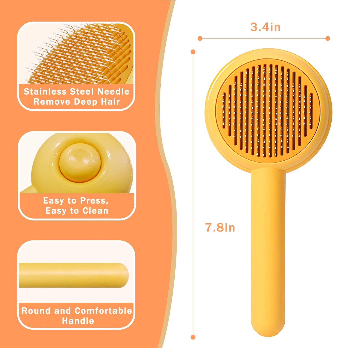 Self Cleaning Slicker Brush Removes Deep Waste Hair 