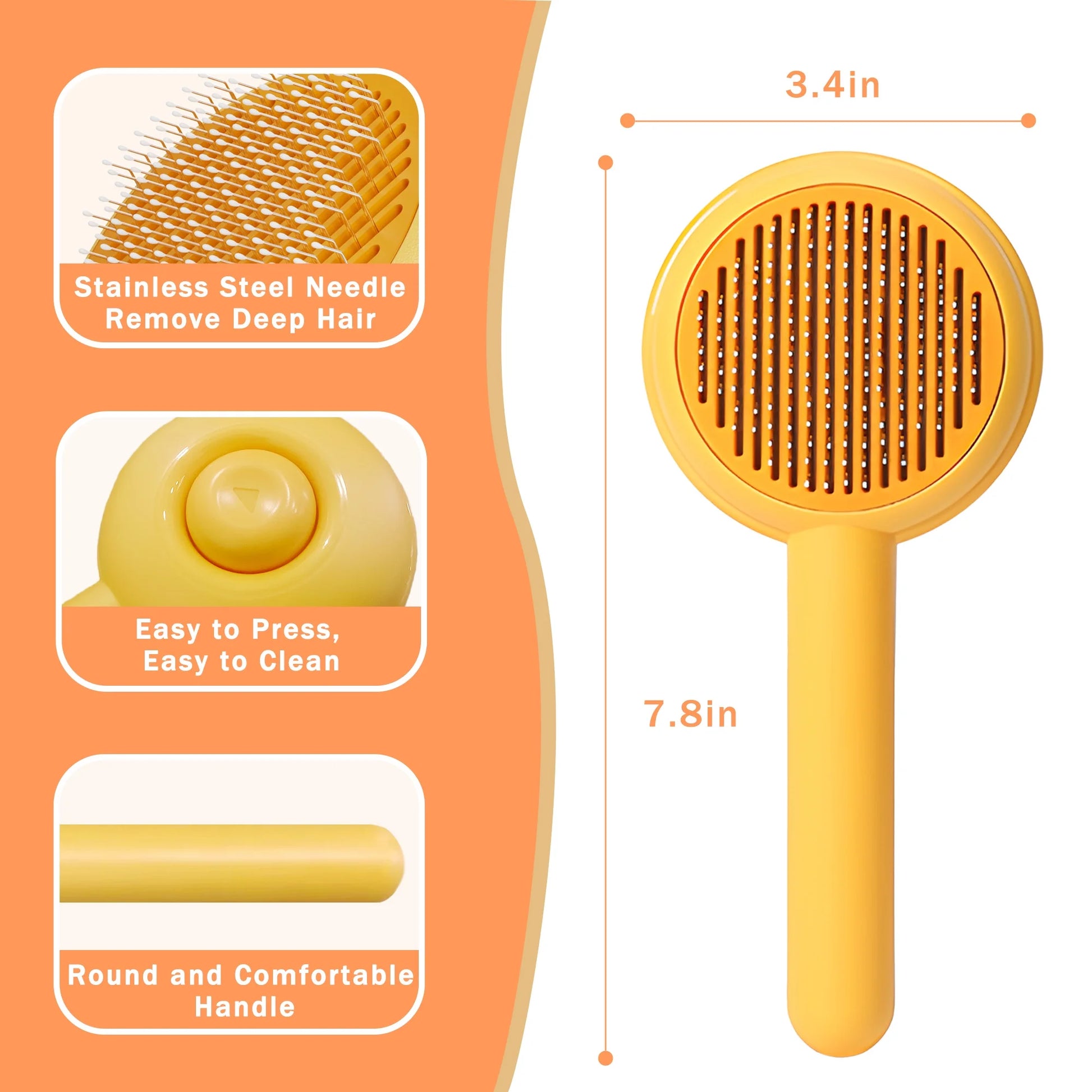 Self Cleaning Slicker Brush Removes Deep Waste Hair 