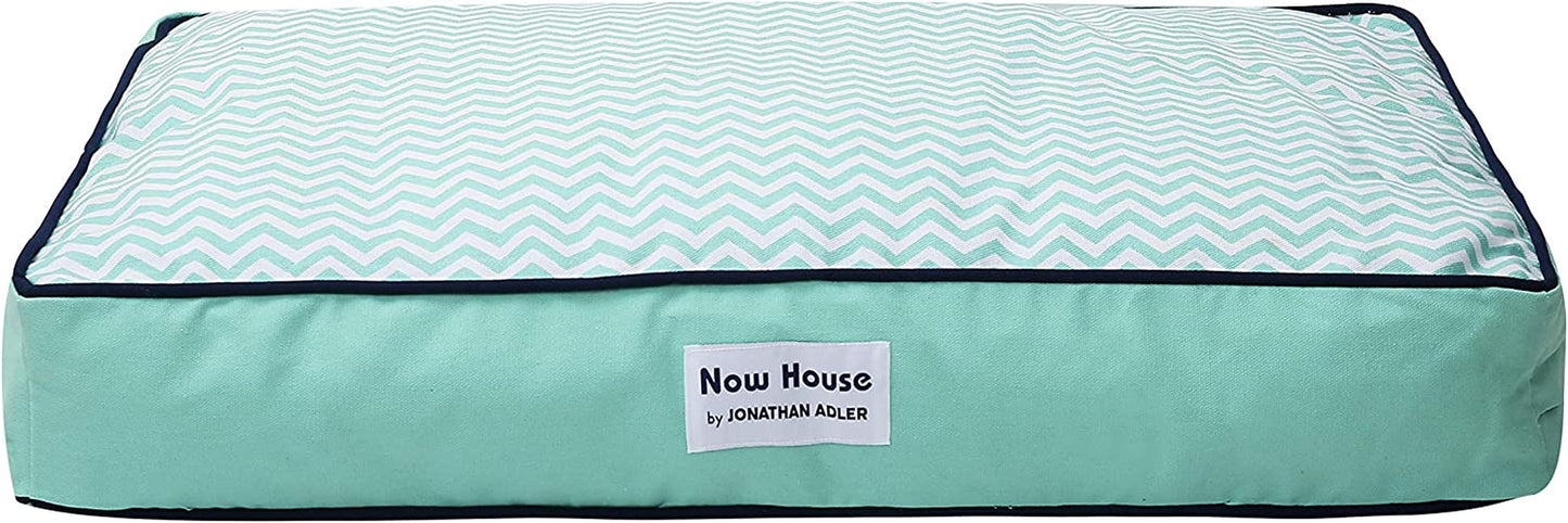 Jonathan Adler Teal Chevron Cushion Dog Bed, Medium, Washable