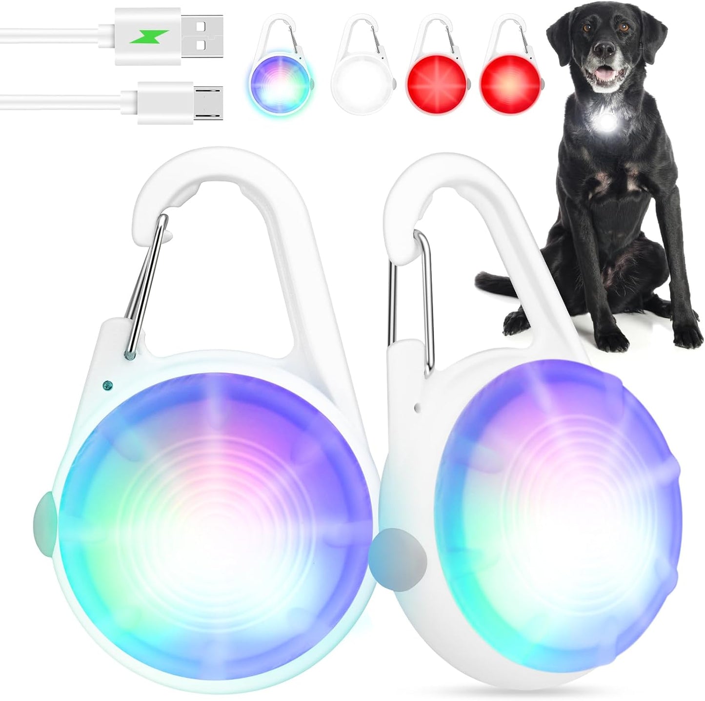  LED Rechargeable Pet Safety Lights for Dog Collar 2 pack 