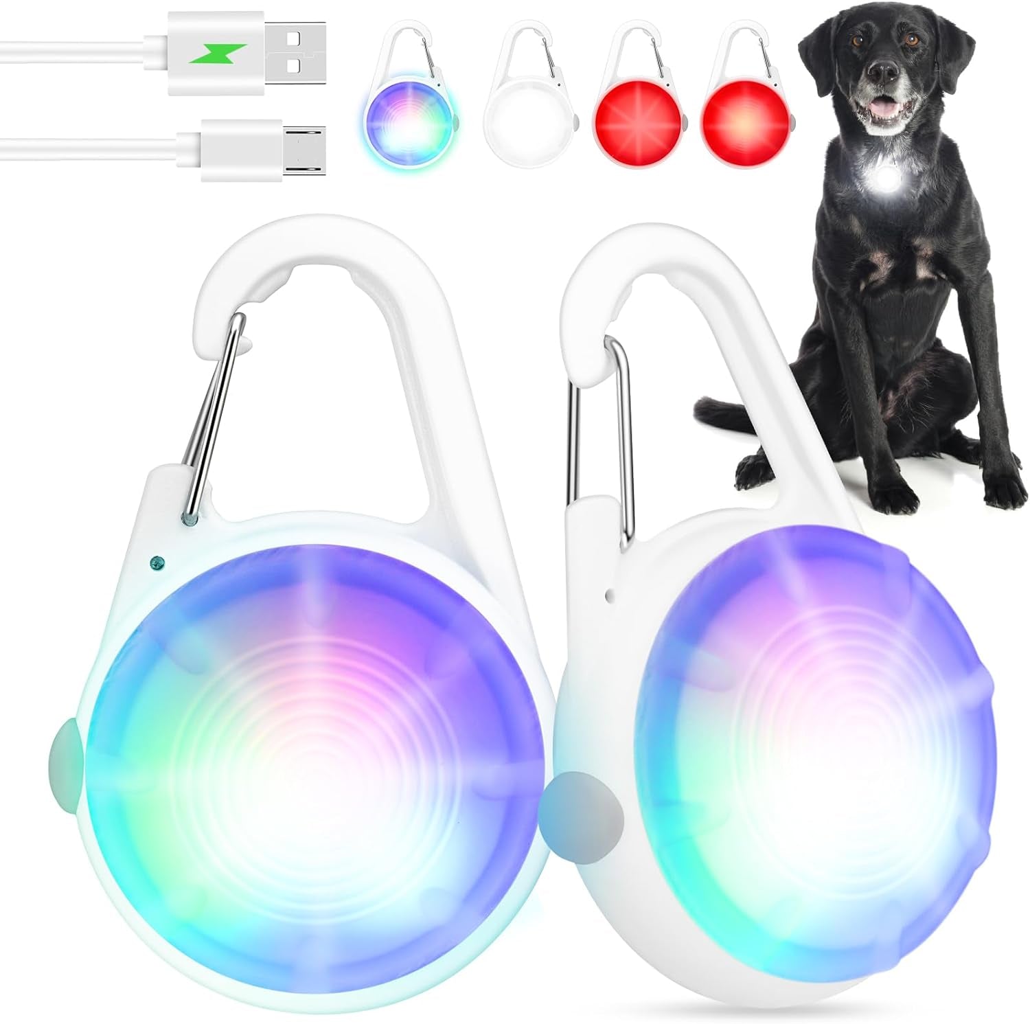  LED Rechargeable Pet Safety Lights for Dog Collar 2 pack 