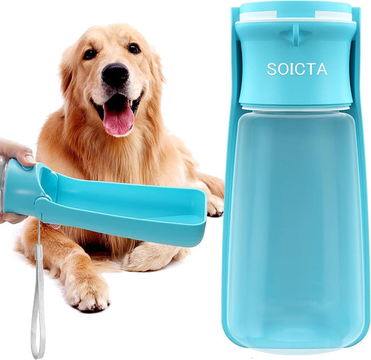 Portable Dog Water Bottle for Walking 19 OZ or 12 OZ Portable Pet Water Bottles for Puppy Small Medium Large Dogs Water Dispenser Dog Water Bowl Dog Accessories (19OZ Blue)