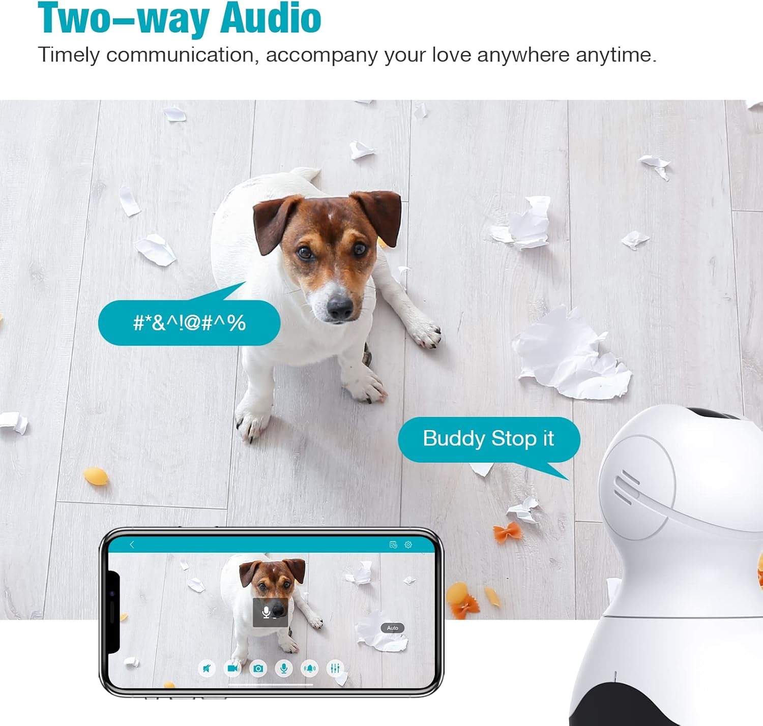 Pet Camera, 2.5K HD Pet Cam, 360° Pan/Tilt View Angel with Two Way Audio, Dog Camera with Phone APP, Motion Tracking Alarm,Night Vision,24/7 Recording with Cloud/Local SD, Smart Home Indoor Cam