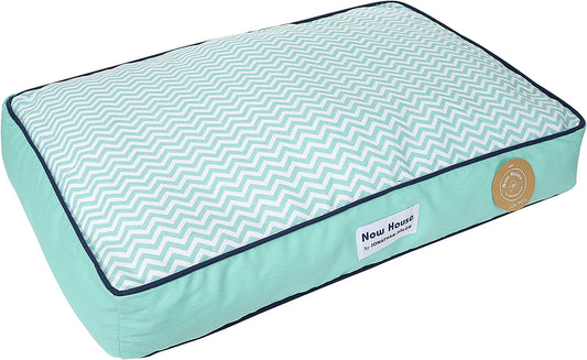 Jonathan Adler Teal Chevron Cushion Dog Bed, Medium, Washable