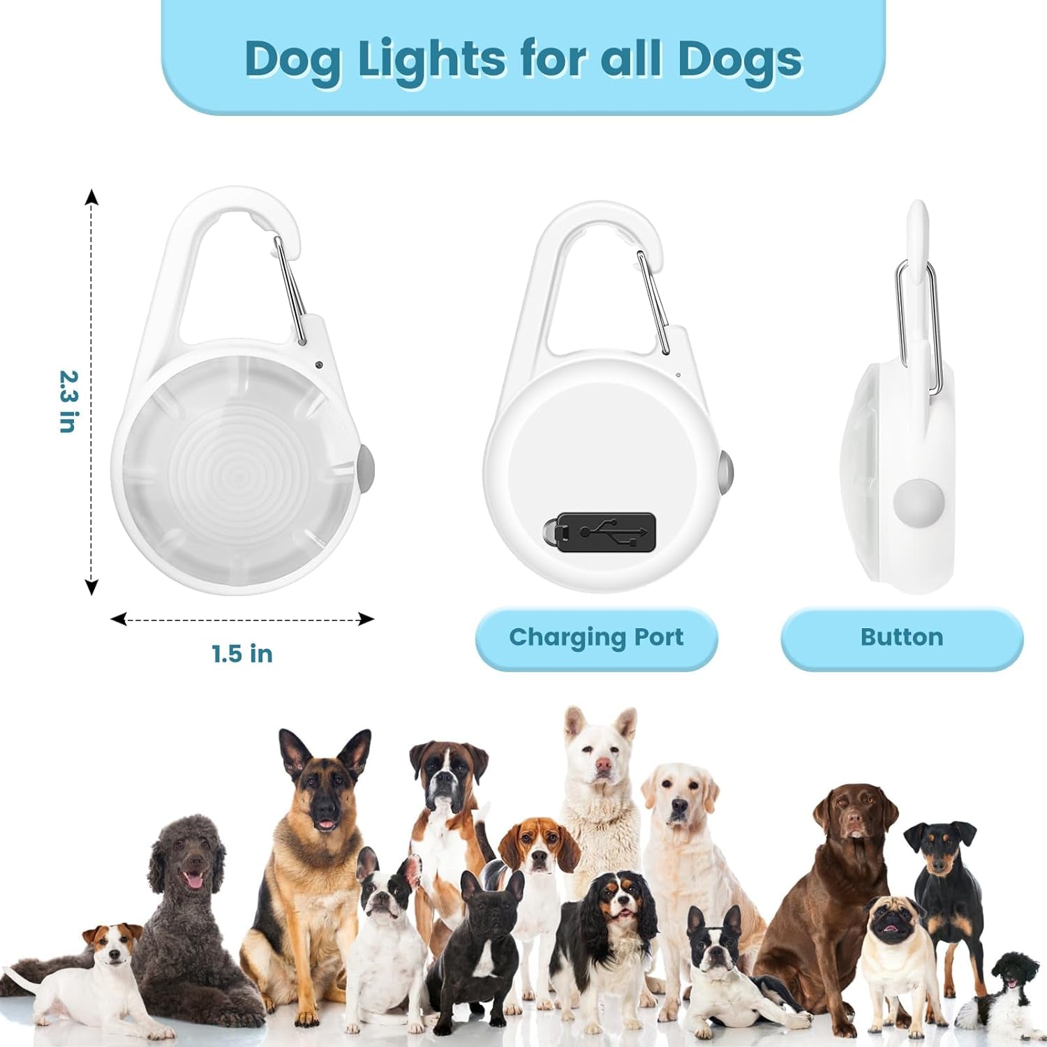  LED Rechargeable Pet Safety Lights for Dog Collar 2 pack 