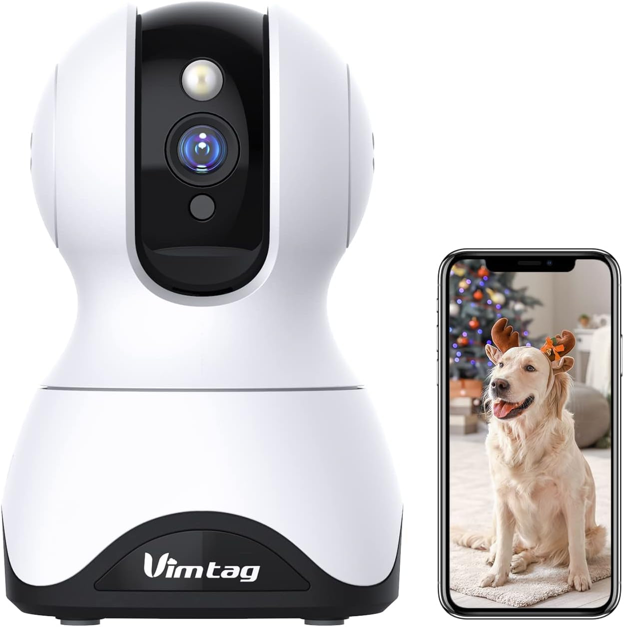 Pet Camera, 2.5K HD Pet Cam, 360° Pan/Tilt View Angel with Two Way Audio, Dog Camera with Phone APP, Motion Tracking Alarm,Night Vision,24/7 Recording with Cloud/Local SD, Smart Home Indoor Cam