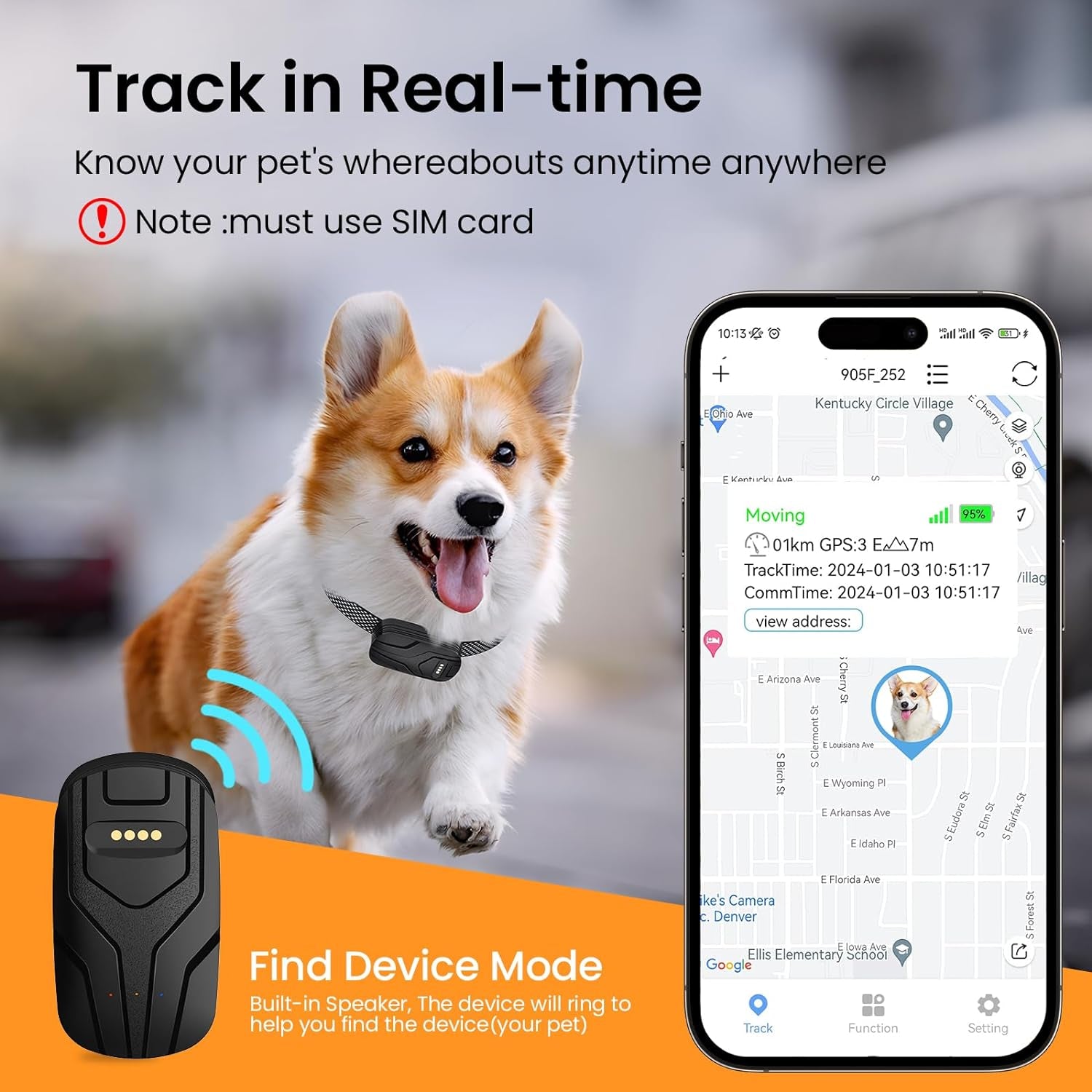 GPS Tracker & Health Monitoring for Dogs, Wireless Fence 2-in-1 Pet Tracking Smart Collar, Unlimited Range, Works With Smartphone