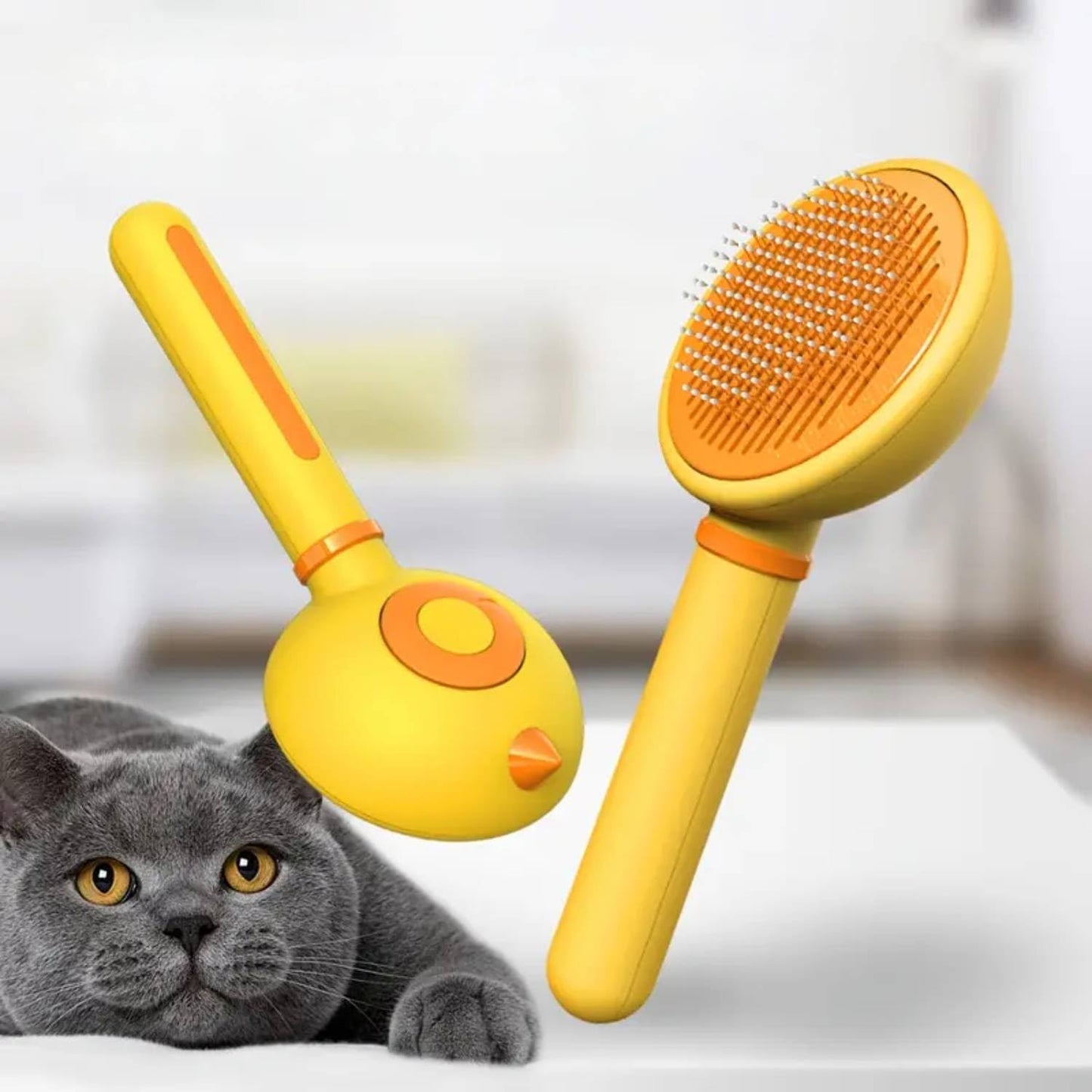 Cat Steam Brush, 3 in 1 Cat Brush for Shedding & Grooming, Water Brush for Cats Dogs, Pet Hair Removal Comb for Long Short Haired Small Animal, Self Cleaning Slicker Brush with Release Button