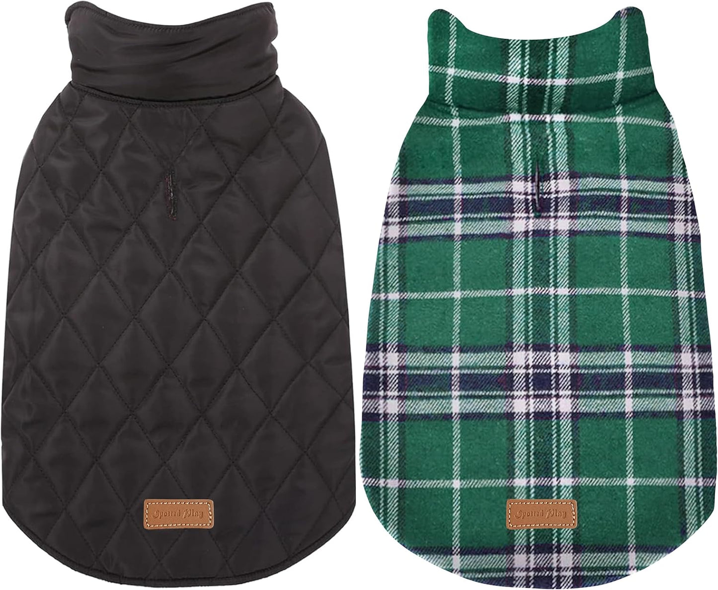 Warm Dog Coat, Reversible Waterproof Winter Dog Jacket Coat - British Style Plaid Dog Clothes Vest