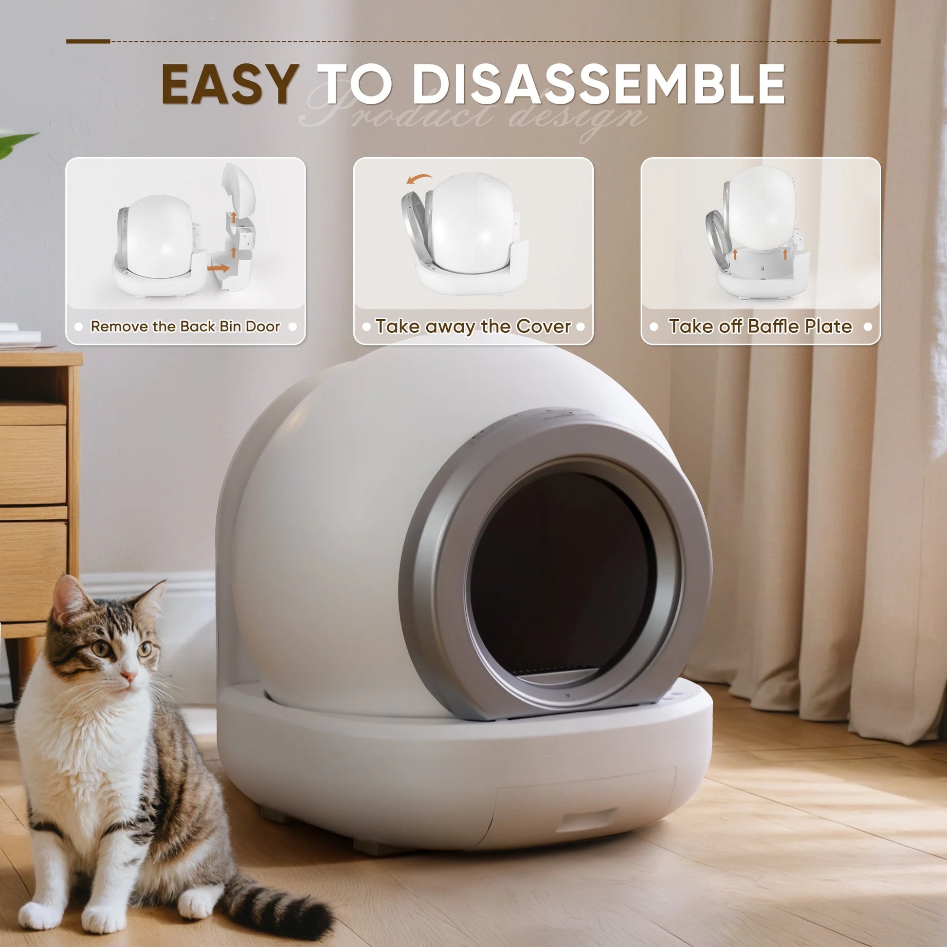 Automatic, Self-Cleaning, Smart Litter Box with APP Control