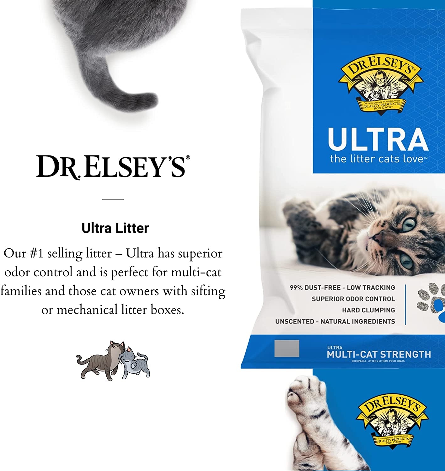 Premium Clumping Cat Litter - Ultra - 99.9% Dust-Free, Low Tracking, Hard Clumping, Superior Odor Control, Unscented & Natural Ingredients