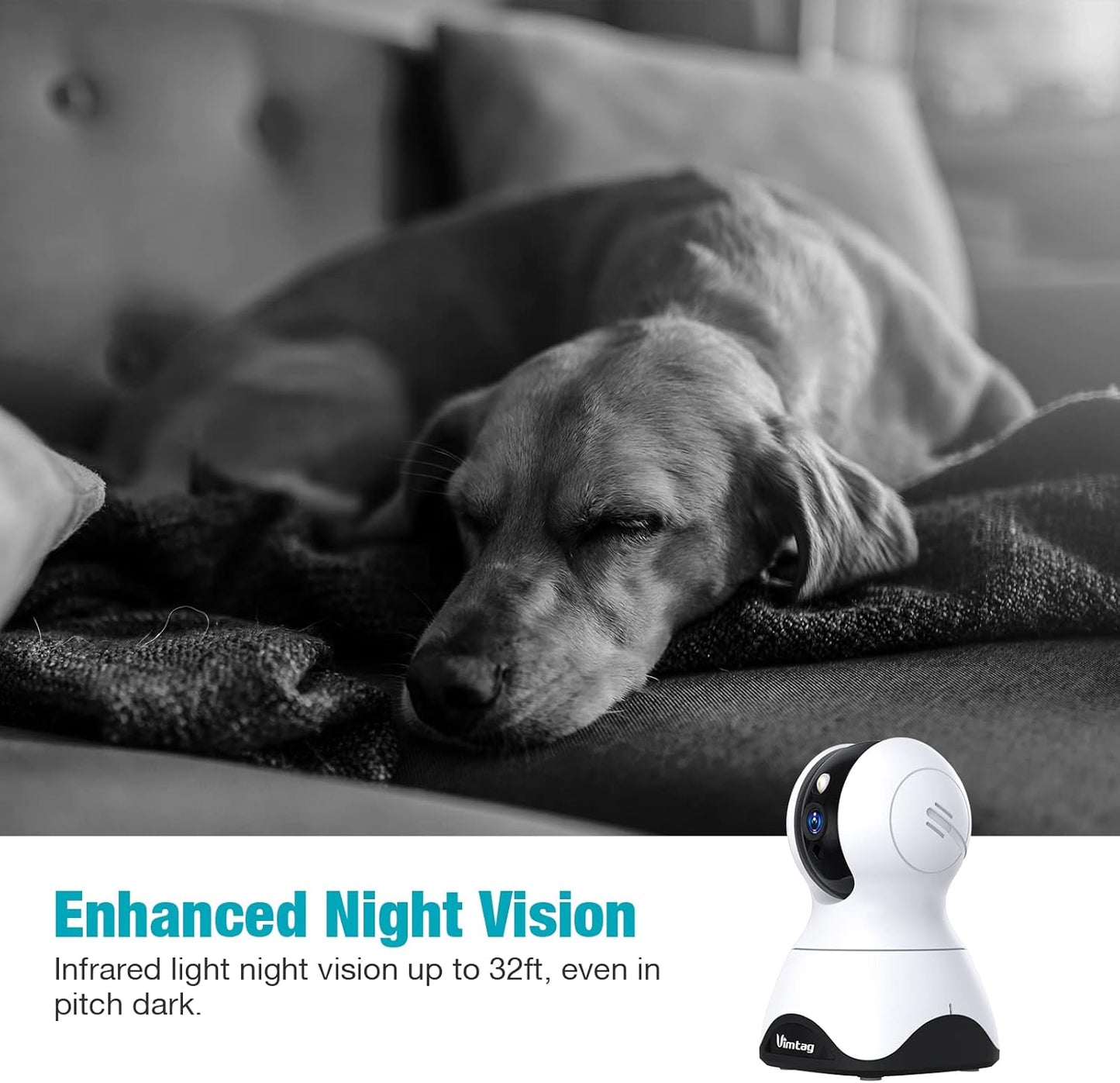 Pet Camera, 2.5K HD Pet Cam, 360° Pan/Tilt View Angel with Two Way Audio, Dog Camera with Phone APP, Motion Tracking Alarm,Night Vision,24/7 Recording with Cloud/Local SD, Smart Home Indoor Cam